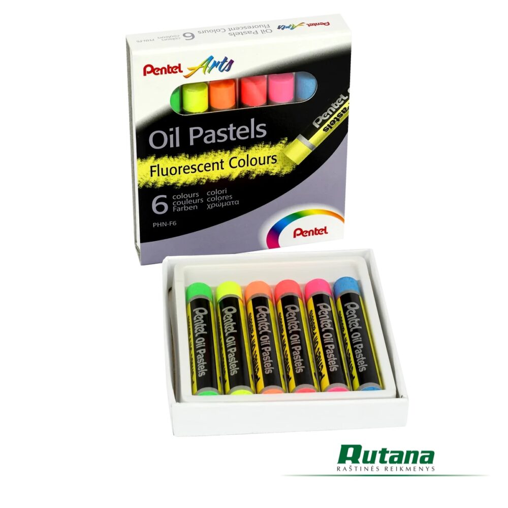 Pastelė aliejinė Arts Fluorescent 6 spalvos Pentel PHN-F6 - Image 4