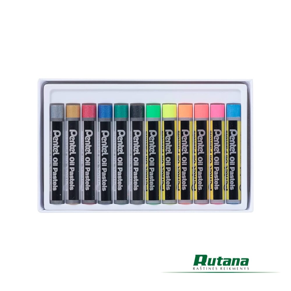 Pastelė aliejinė Arts Metallic&Fluorescent 12 spalvų Pentel PHN-MF12 - Image 2