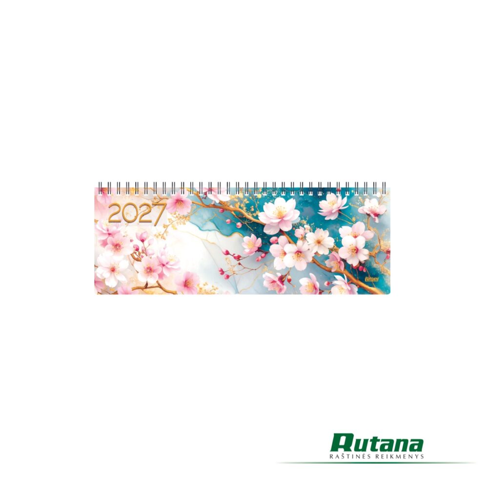 Stalo kalendorius su spirale Memo Card "Cherry Blossom" 2027m. Timer